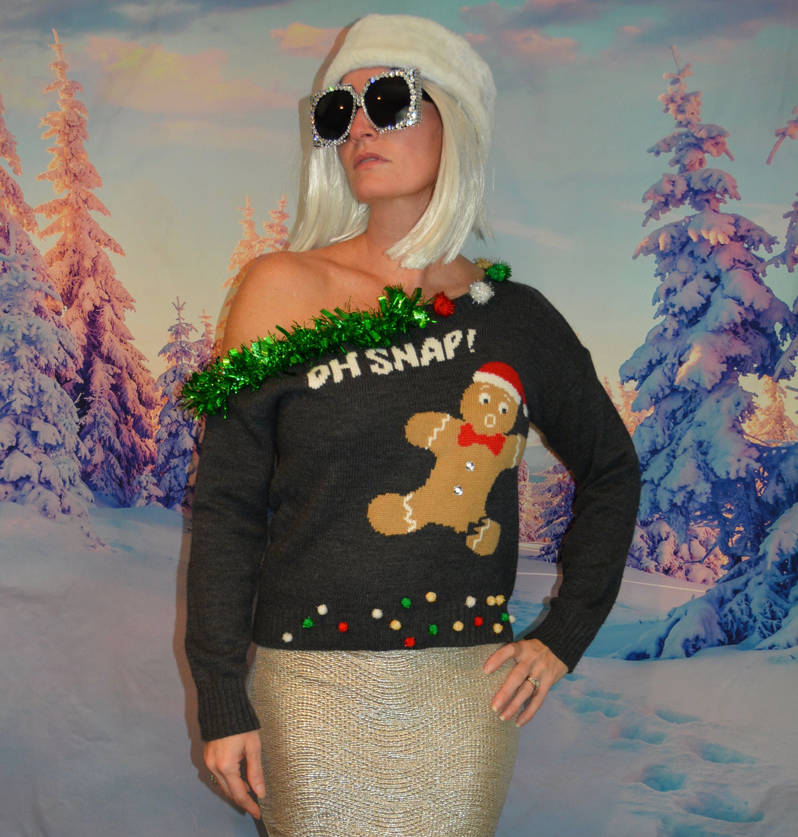 S/M OH Snap Sexy Ugly Christmas Sweater off Shoulder - Etsy Australia S/M OH Snap Sexy Ugly Christmas Sweater off Shoulder - Etsy Australia