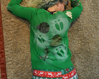 Small, Grandma got run over by a reindeer, Women Ugly Christmas Sweater, jumper, contest winner, Halloween costume, oh deer