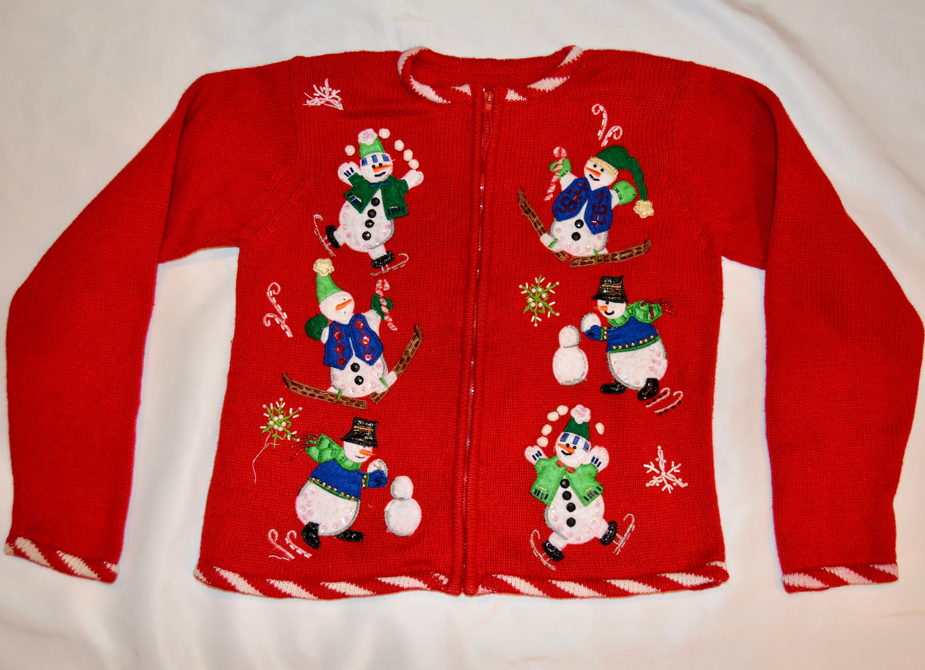 Muñecos de nieve/deportes 8/10 Niños Vintage Ugly Christmas Sweater Rojo # 273 Ropa Ropa unisex para niños Jerséis 