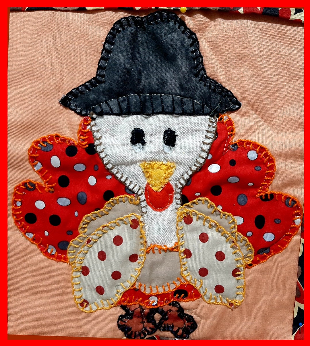 TURKEY PATCHWORK Handmade PILLOWCASE. Turkey Print Fabric Etsy