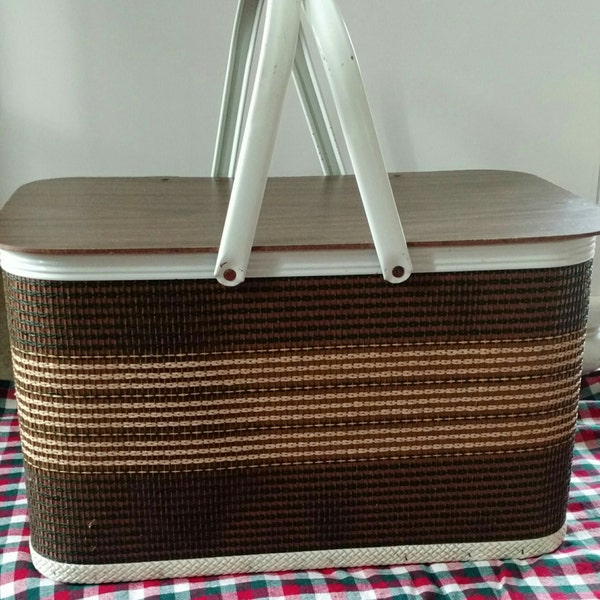 Cesta de Picnic de Redmon, marrón y fuego, Made in USA