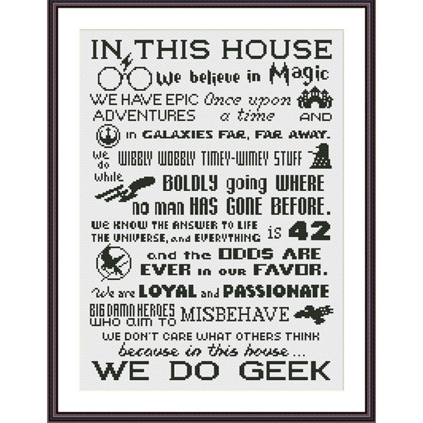 Funny Cross Stitch Pattern PDF - In This House We Do Geek Popular Meme Adult Sarcastic Snarky Sublimation