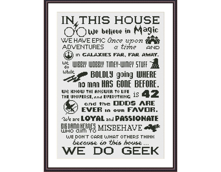 Funny Cross Stitch Pattern PDF - In This House We Do Geek Popular Meme Adult Sarcastic Snarky Sublimation