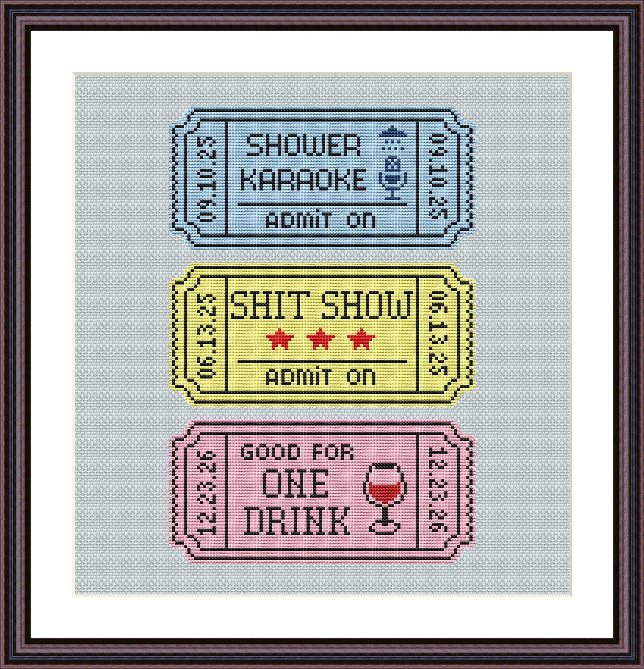 Funny Tickets Cross Stitch Pattern PDF - Shit Show Ticket - Shower ...