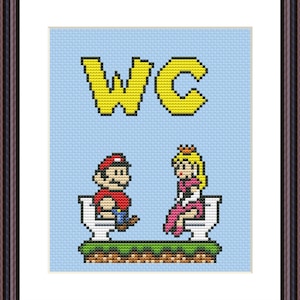 Super Mario WC Funny Cross Stitch Pattern PDF Video Game cross stitch - Funny Popular Meme Adult Sarcastic Snarky Sublimation