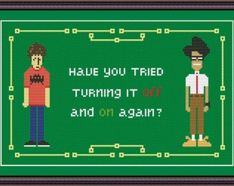 The IT Crowd Funny Cross Stitch PDF Pattern Have You Tried Turning It Off and On Again ? - Circuit Board Design