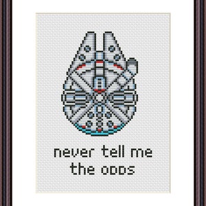 Millennium Falcon SW Funny Cross Stitch PDF Pattern Never Tell Me The Odds