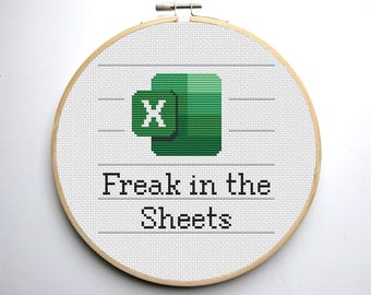 Freak in the Sheets Excel cross stitch pattern - Funny Cross Stitch PDF Pattern - Sarcastic - Subversive