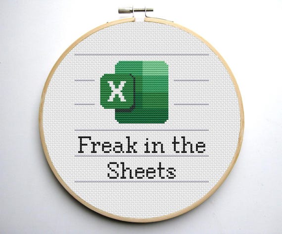 Freak in the Sheets Excel cross stitch pattern - Funny Cross Stitch PDF Pattern - Sarcastic - Subversive