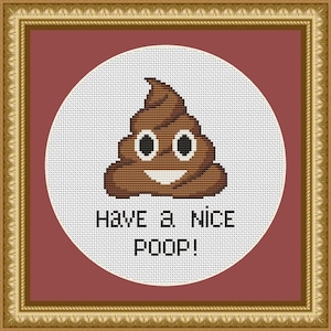 Poop Emoji Cross Stitch PDF Pattern - have a nice poop