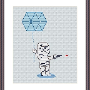 Funny Cross Stitch PDF Pattern SW Stormtrooper and TIE fighter