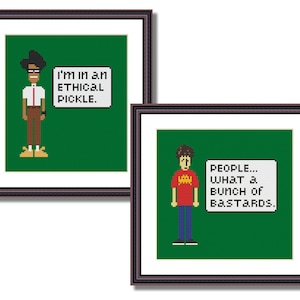 The IT Crowd Roy and Moss Funny Cross Stitch PDF Pattern Geeky cross stitch