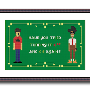 The IT Crowd Funny Cross Stitch Pattern  PDF Have You Tried Turning It Off and On Again ? - Circuit Board Design