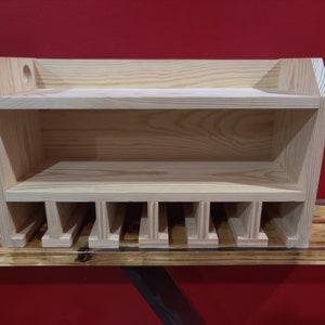 Power Tool Organizer Storage Shelf Wall Hanging Holds Six power tools.  Made of solid wood Free Shipping