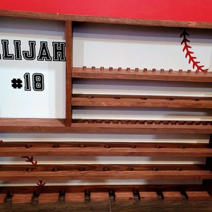 Baseball Tournament Ring Ball Display American Flag Style Championship Ring Display Home Run Ball Display Bat Display Custom Name Number