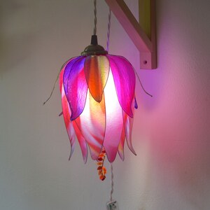 Purple fuchsia flower bud wall lamp, space-saving bedside light, resin lamp to place on a piece of furniture image 2