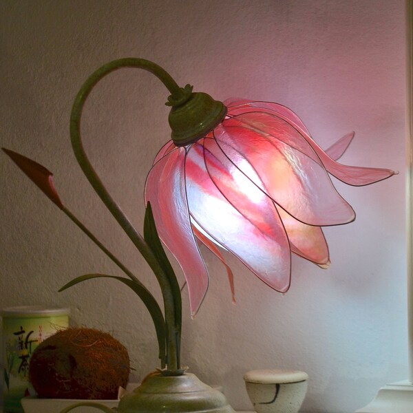 Table or Desk Lamp "Flowered Garden" (Single Piece) / shipping free