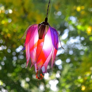 Purple fuchsia flower bud wall lamp, space-saving bedside light, resin lamp to place on a piece of furniture image 1