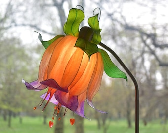 Flexible stem lamp for reading, flower-shaped fairy lamp for magic room, orange yellow purple resin lampshade light