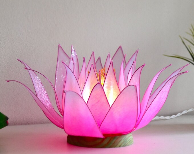 Lotus Flower Shape Table Lamp Pink Flower Bedside Lamp Etsy