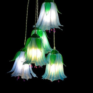 hanging lamp 5 light flower shaped, dining room kitchen island, interior lighting floral style, flower buds shaped chandelier image 1