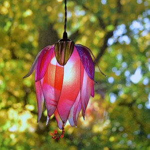 Purple fuchsia flower bud wall lamp, space-saving bedside light, resin lamp to place on a piece of furniture image 6