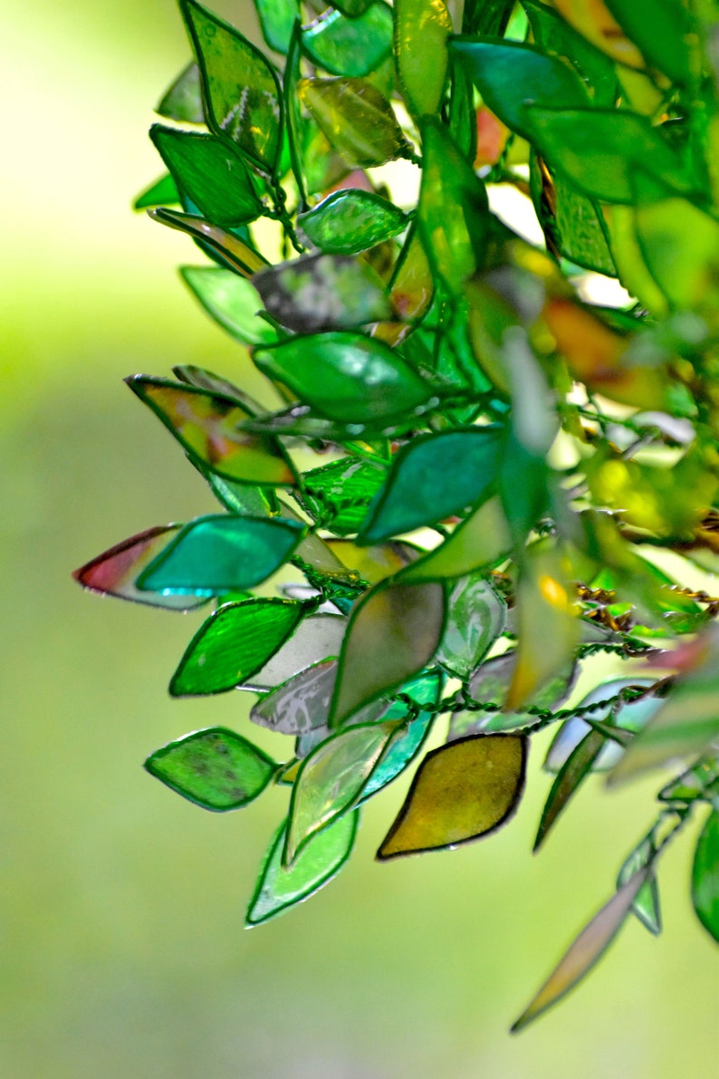 Lampada a forma di albero verde mosso dal vento, bonsai luminoso in resina fatto a mano, illuminazione e riproduzione di natura in casa immagine 7