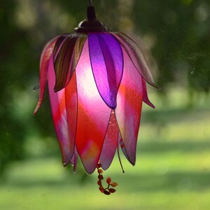 Purple fuchsia flower bud wall lamp, space-saving bedside light, resin lamp to place on a piece of furniture image 5