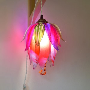 Purple fuchsia flower bud wall lamp, space-saving bedside light, resin lamp to place on a piece of furniture image 3