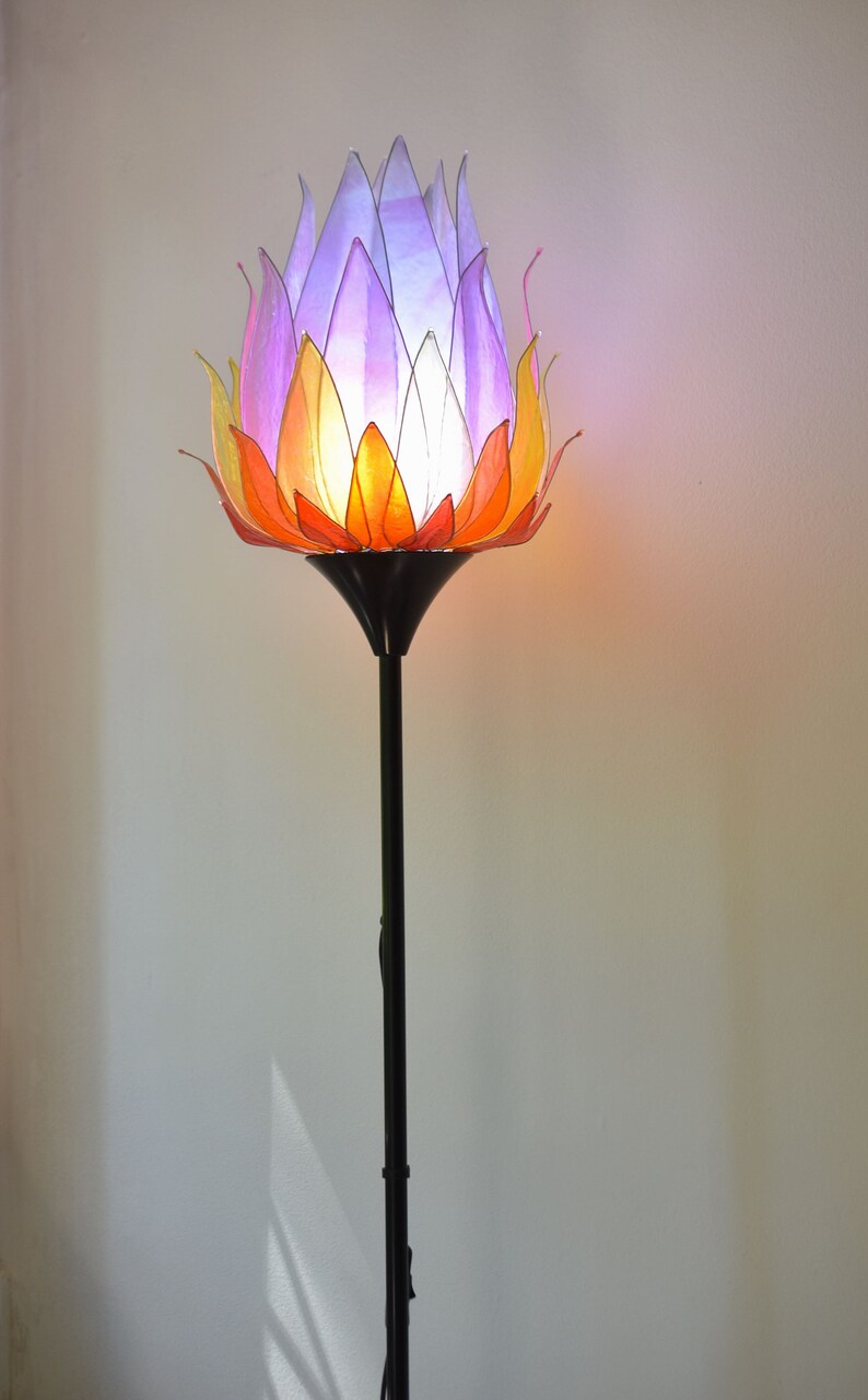 Stehlampe Stiel Lampe Lotus Blume Lampe lila und orange | Etsy