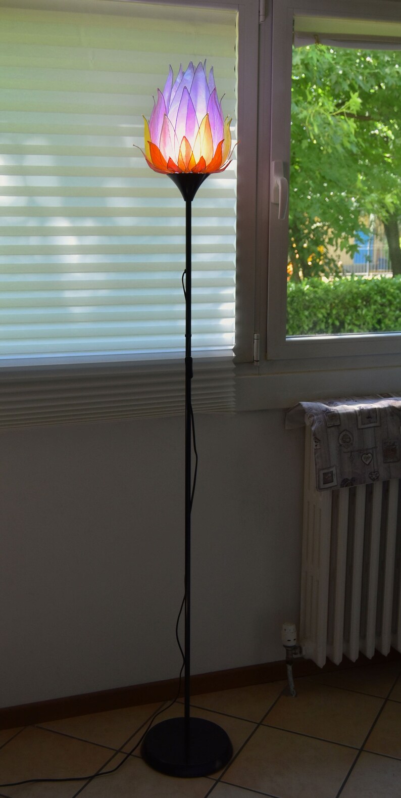 Stehlampe Stiel Lampe Lotus Blume Lampe lila und orange | Etsy