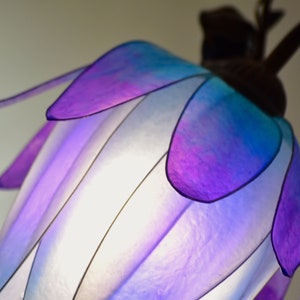 wall lamp white and violet in resin, fairy room ambiance light, flower lamp image 10