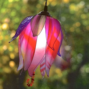 Purple fuchsia flower bud wall lamp, space-saving bedside light, resin lamp to place on a piece of furniture image 8