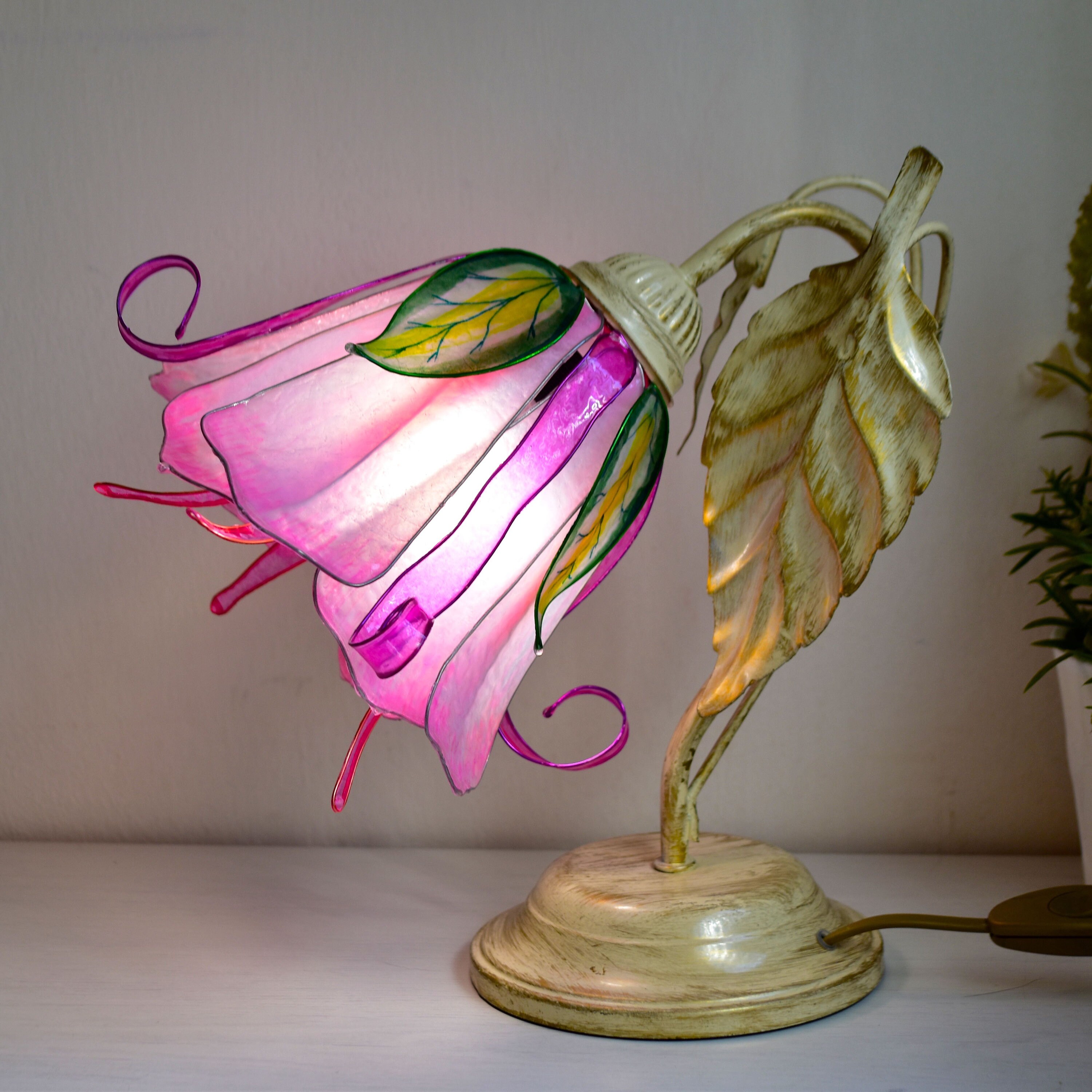Fairy lamp table lamp romantic lamp pink white green Etsy
