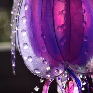 purple jellyfish lamp handmade and painted, suspension light coastal ambient style, beach house lighting, resin made single piece image 9