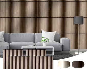 CLICK-DECK Wooden Slat Wall Panels | Acoustic Wall Panels | Sound Absorbing | Fire Retardant & FSC Certified | Pack of 4 Panels – 60x60cm