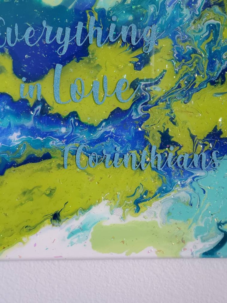 Earth and Sea paint pour resin finished 16x20 do everything in love