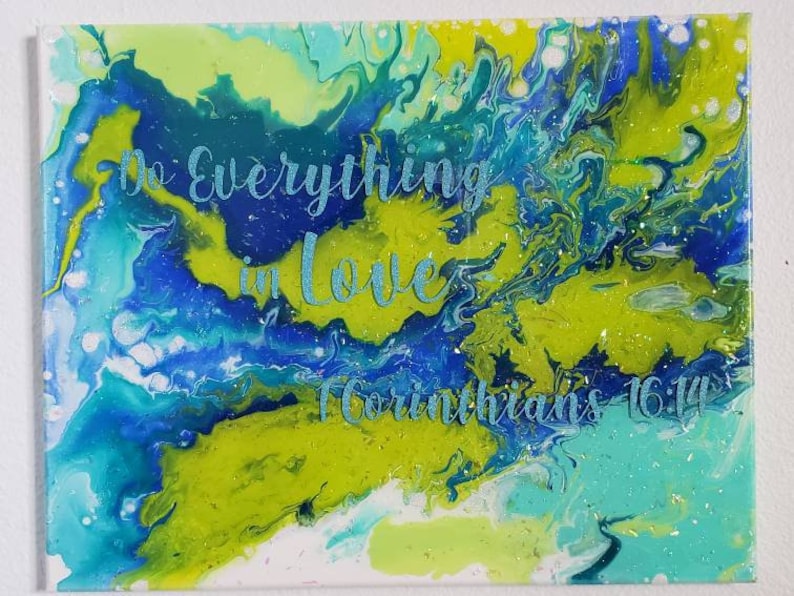 Earth and Sea paint pour resin finished 16x20 do everything in love