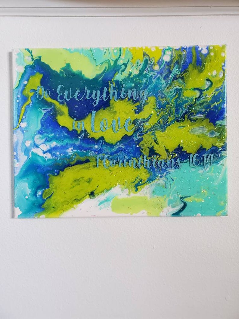 Earth and Sea paint pour resin finished 16x20 do everything in love