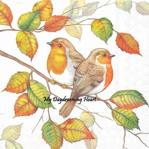 Birds Decoupage Napkins Set Of 3 Lunch 13&quot; x 13&quot; Fall Craft Napkins