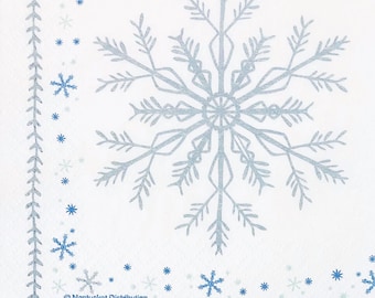 Snowflake Decoupage Napkins Set Of 2 Beverage 10" x 10" Craft Napkins