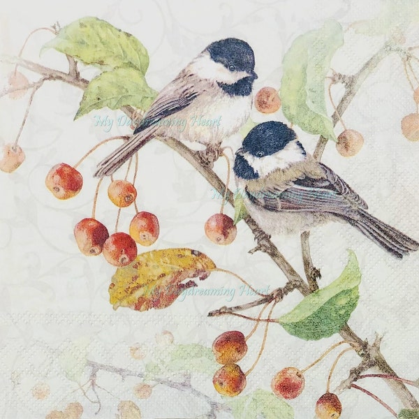 Birds On Branch Decoupage Napkins Birds & Berries Lunch Napkins Decoupage, Journals, Card Making