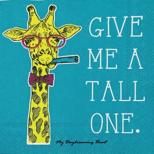 Giraffe Decoupage Napkins Set Of 2 Beverage 10&quot; x 10&quot; Craft Napkins