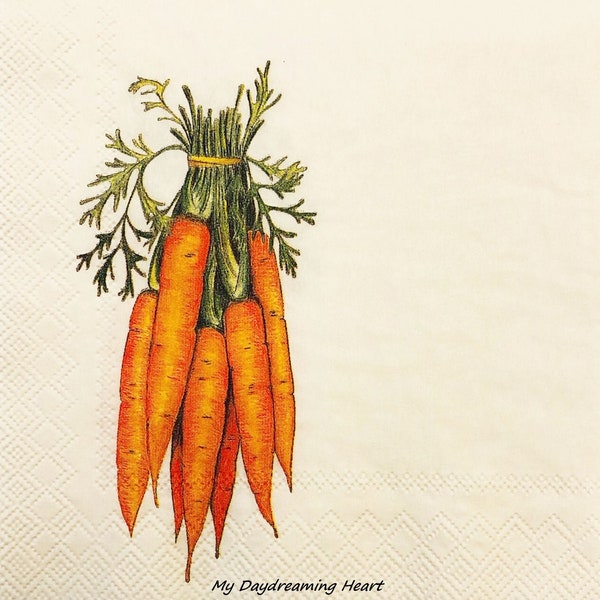 Bunch Of Carrots Decoupage Napkin Vibrant Orange Vegetable Napkins For Collage, Journals & More