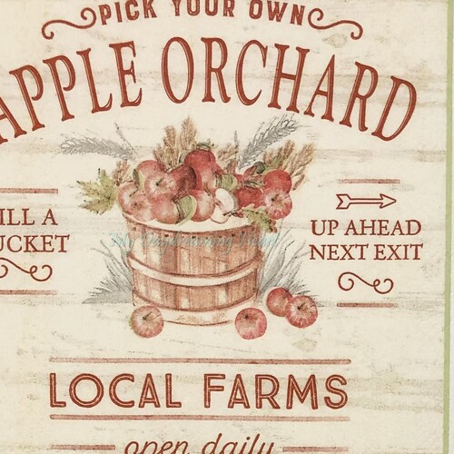 Apple Orchard Decoupage Napkins Pick Your Own Apples Sign - Etsy
