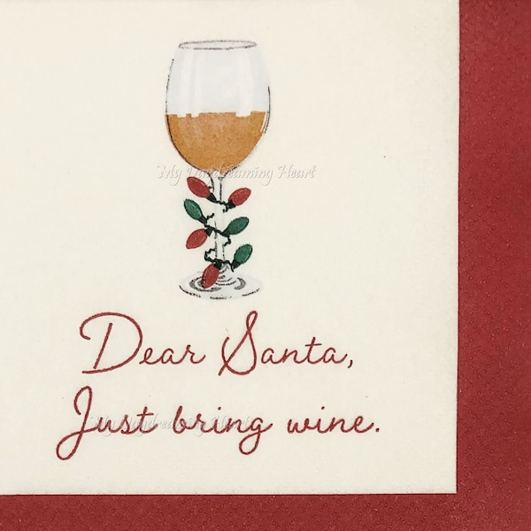 Christmas Drinking Humor Napkins Just Bring Wine Decoupage Napkins  Decoupage, Card Making