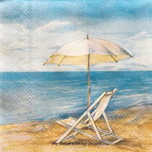Beach Chair Decoupage Napkins Set Of 3 Lunch 13&quot; x 13&quot; Craft Napkins