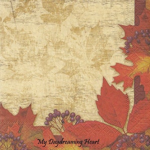 Foliage Decoupage Napkins Set Of 3 Lunch 13&quot; x 13&quot; Leaves Craft Napkins