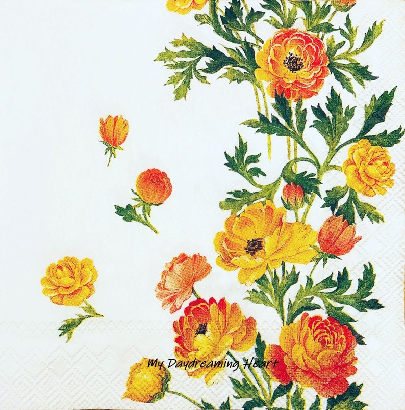 Floral Decoupage Paper Napkins English Country Garden Flowers Etsy