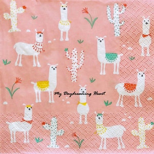 Llama Decoupage Napkins Set Of 3 Lunch 13&quot; x 13&quot; Craft Napkins